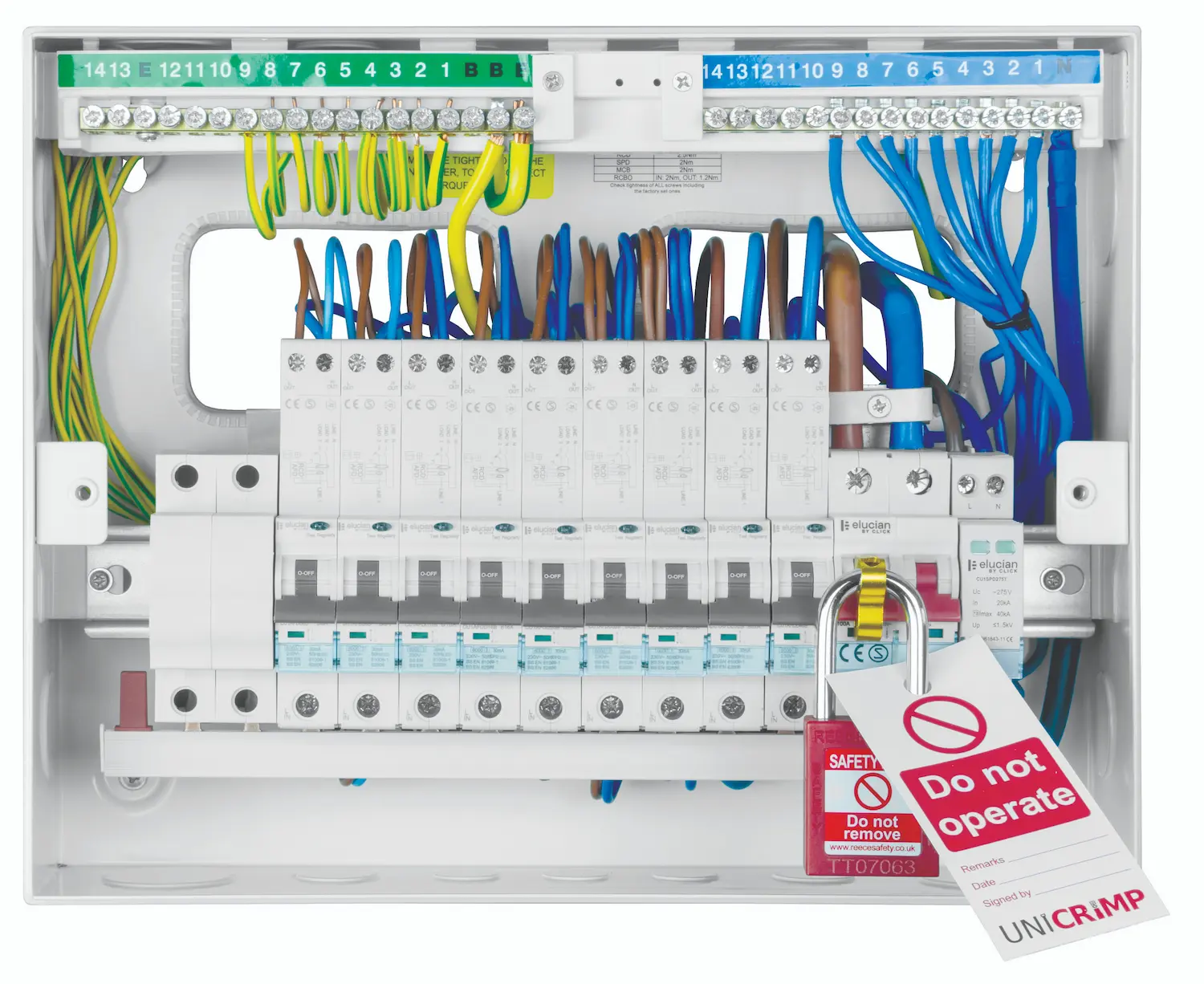New Elucian fuse board with RCD and SPD