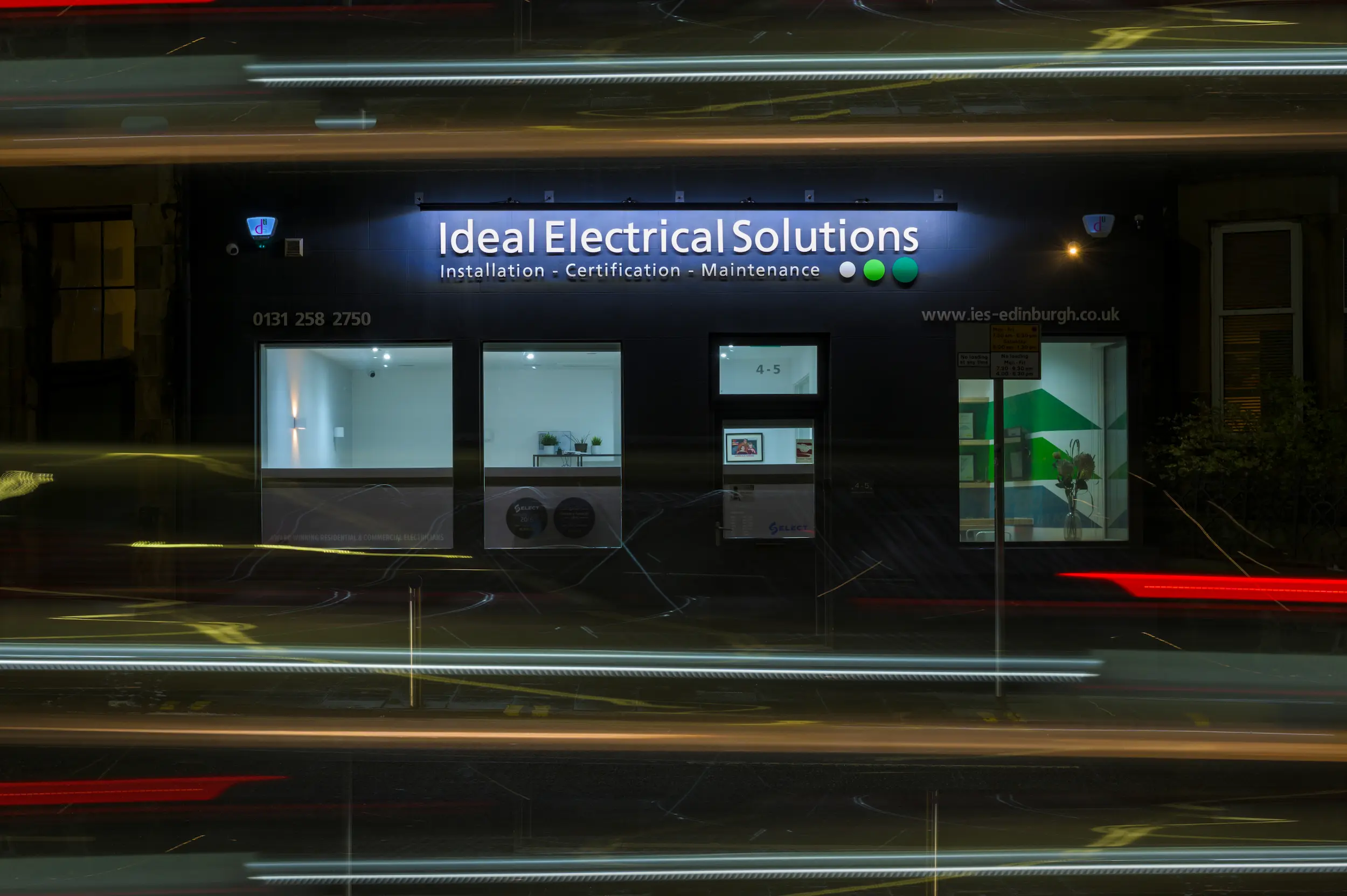Shop front of Edinburgh based Ideal Electrical - qualified electricians & electrical contractors