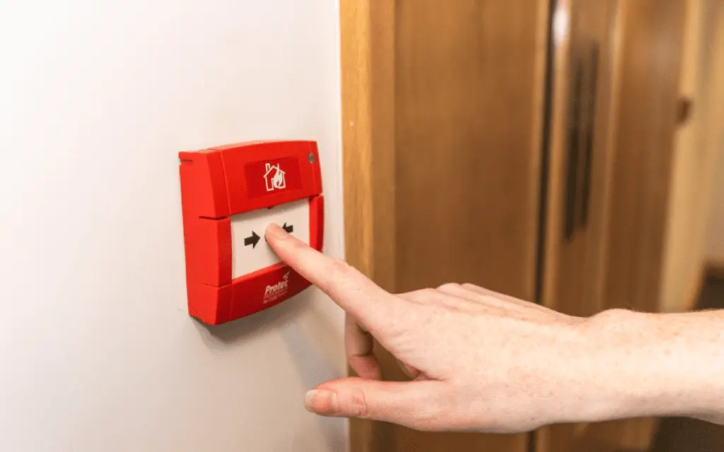 Fire alarm testing and maintenance in a commercial premises.