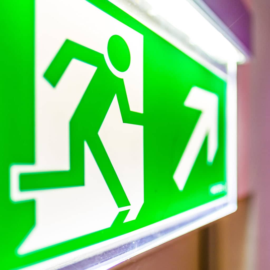 Emergency escape lighting signage.