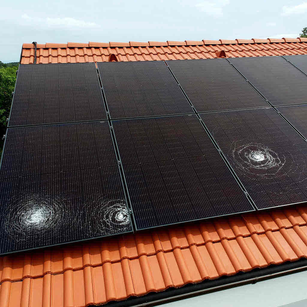 Need solar panels repaired in Edinburgh? See this roof next to a golf course.