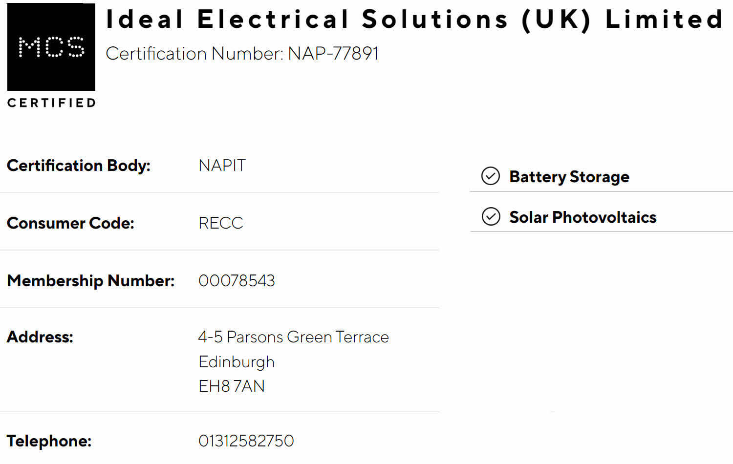 MCS certified installer - certification number NAP-77891.