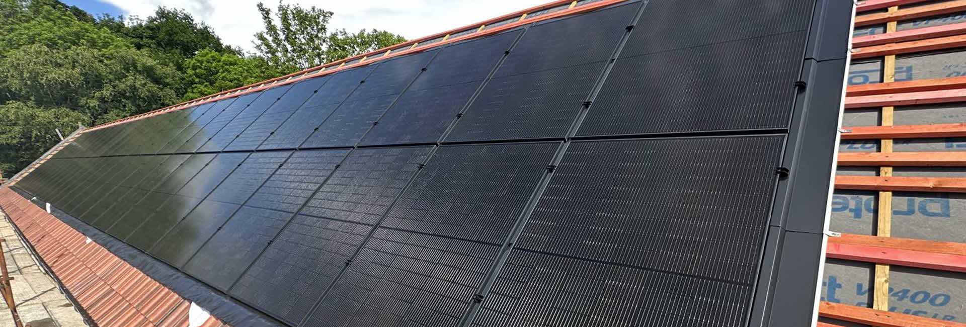 Full in-roof commercial solar installation for new Gospel Hall near Edinburgh.