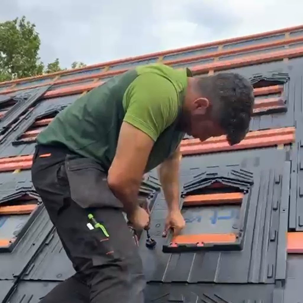 In-roof tray system fitted for the solar panels. In-roof tray system fitted for the solar panels.