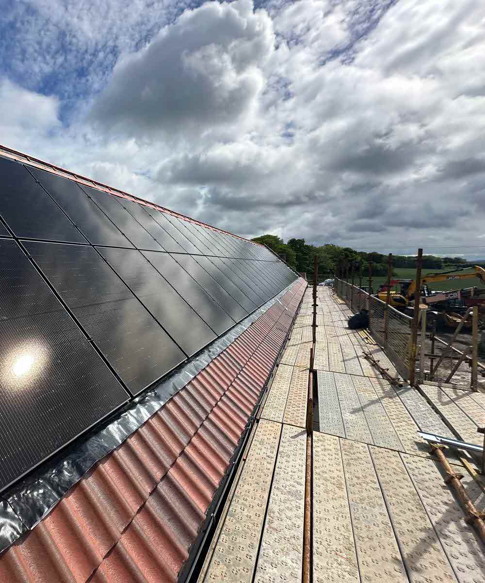 Newly installed solar panels on this church building.