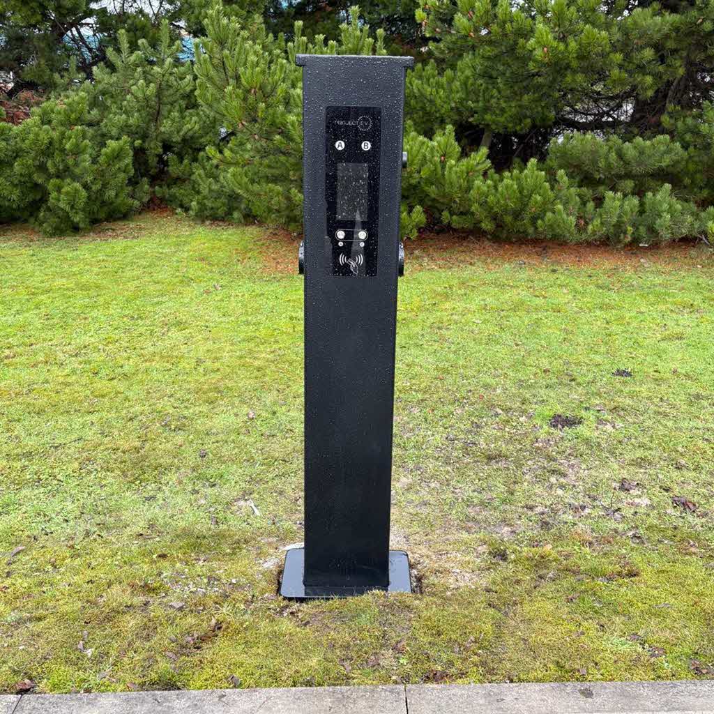 Newly installed Project EV pedestal chargers ready to be commissioned.
